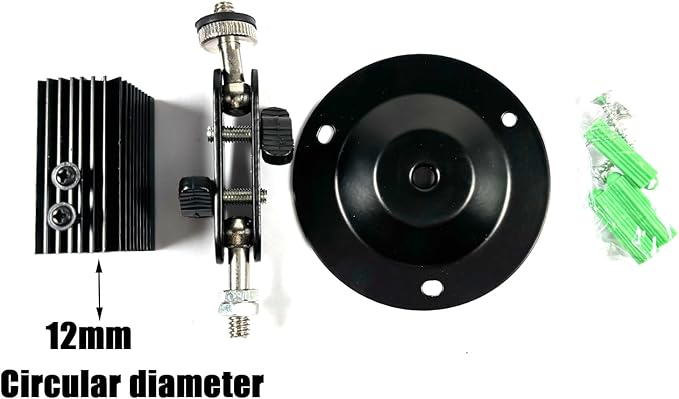 12mm Laser Positioning Bracket, 360-Degree Adjustable, Black Alumina, 1-Pack