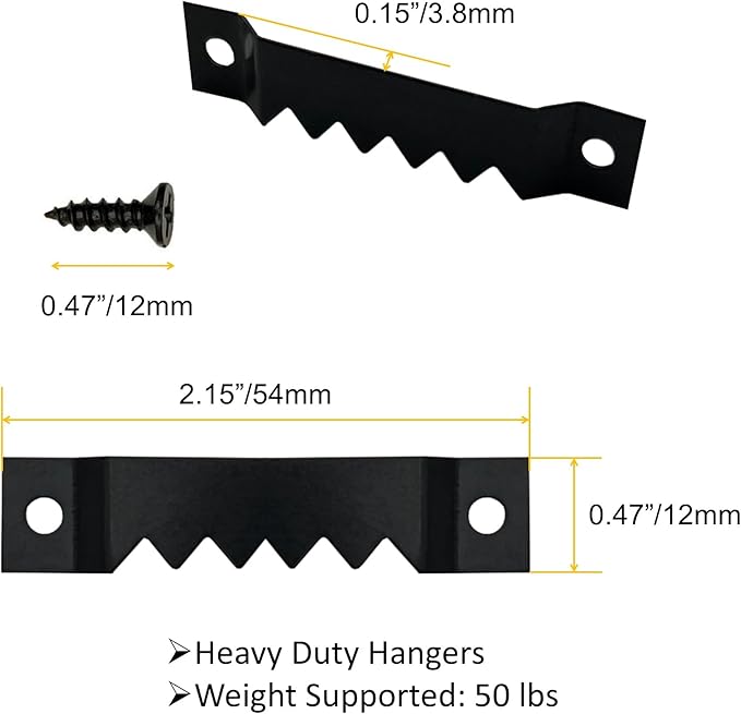 30 Pack Large Heavy Sawtooth Picture Hangers Steel Picture Hangers with Screws Picture Hang Solutions, for Hanging Clock Paintings Artwork Picture Frame Hook Photos (Black，Supports 50 lbs)