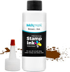 MaxMark Premium Refill Ink with Control Tip Bottle for Self-Inking Stamps, Brown Color - 4 oz.