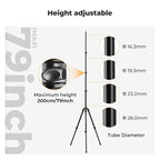 K&F CONCEPT Extendable Photography Stand, Adjustable 6.56ft/78.7"/2M Aluminum Tripod with 1/4" Screw, 2-Pack Reversible Portable Studio Lighting Tripod for Strobe Light/Webcams/Cameras with Bag