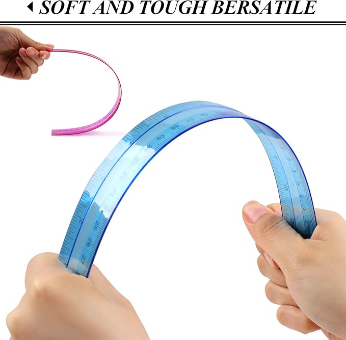 7PCS Clear Ruler, 12 Inch Plastic Rulers for School, Home, or Office, Clear Plastic Rulers, Assorted Colors.