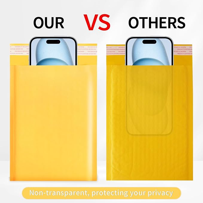Ctarsthome 52Pack Yellow 6x10inch Kraft Bubble Mailers Small Business Mailing Packages Self-Sealing Paper Envelopes, Mailer Shipping Padded Envelopes with Strong Adhesion for Jewelry Makeup Supplies