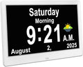 SSYA Dementia Clocks with Day and Date for Seniors,13 Alarms Custom Reminders, Extra Large Digital Calendar Clock for Elderly. (White)