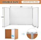 Mooliwe 60"x40" Tri-fold Cork Board Whiteboard Combo, Foldable Combination Magnetic Dry Erase Bulletin Board & Corkboard with Aluminum Frame Wall Mounted for Home, Office and School(Wood)