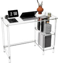 HMYHUM 40 Inch Acrylic Computer Desk with Reversible Storage Shelves, Clear Home Office Desk for Laptop, Study, Writing, Vanity Table, Modern