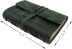 Green Notebook Journal - Genuine Leather Journals for Writing Small Size Diary 5.5x7.5 Inch, Notepad For Women and Man, Gifts,Work,Travel Dark Green