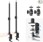 NEEWER Camera Desk Mount with C Clamp, 2 Pack 13.8"-23.6" Adjustable Desktop Light Stands with 1/4" Ball Heads Cold Shoe Adapters Long Handles for Webcam DSLR Camera Monitor Ring Light, Max Load 5kg