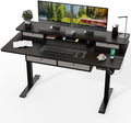 Kingant 63 x 30 Inch Electric Standing Desk with 4 Drawers, Adjustable Height Computer Desk for Home Office, Large Workstation Sit Stand Up Desk with Built-in USB A/C Charging Ports, Black