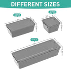 WOWBOX 12 Pack Clear Drawer Organizer Set, Acrylic Drawer Storage Trays, Storage Bins for Makeup, Cosmetics, Jewelries, Utensils, Gadgets, Office, Black