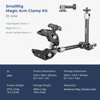 SMALLRIG Magic Arm Clamp Kit, Camera Mount Articulating Friction Arm w Super Clamp, w 1/4"-20 Screw and Thread Hole, for Camera, Light, Monitor, Webcam or Action Camera 1.5kg, for Table, Tube
