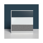 LUXOR MW-5348-XWCGWG Modular Wall Room Divider System - Silver Frame - 53" x 48" Add-On Wall - Wide Paneling