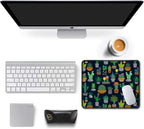 Auhoahsil Mouse Pad, 12 x 10 in Cactus Theme Computer Mouse Pad for Desk, Premium-Textured Non-Slip Rubber Stitched Edges Waterproof Square Mouse Mat for Gaming Work Wireless Mice, Black