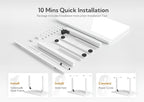 Claiks Glass Standing Desk with Drawers, 48×24 Inch Adjustable Stand Up Desk, Quick Install Home Office Computer Desk with USB Ports, White