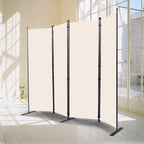 CHOSENM Room Divider, 4 Panel Folding Privacy Screens with Wider Support Feet, 6 Ft Portable Room Partition for Room Separator, 88" W X 71" H, Beige