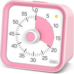 Visual Timer for Kids with Pause Function, 60 Minute Countdown Timer for Kids Desk Study, Teaching, Kitchen Cooking, Office Meetings, Time Management for ADHD (Pink)