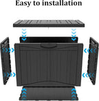 TARKARI 45 Gallon Lockable Resin Deck Box, Waterproof & UV-Resistant Outdoor Storage Box for Outdoor Cushion Storage, Garden Tools & Pool Accessories Storage, Black