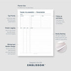 Task Planner & Tracker 8.5 x 11 Tear-Off 70 Sheet Planner Pad – Project Organizer with Time Log, Top Priority, Follow-Up – Notepad for Home & Office (White, Minimalist, 1 Pack)
