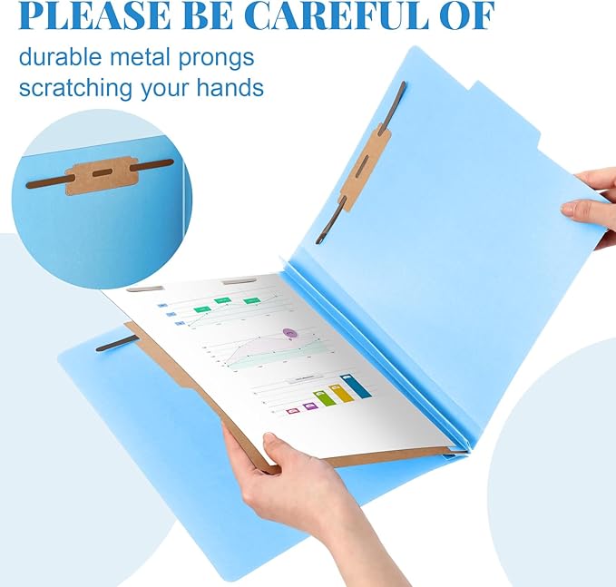 Skyygemm 36 Pcs Classification Folders Letter Size, 1 Divider Pressboard File Folder with Fasteners, Expanding File Organizer Bulk for School Teachers, Office Employee, Coworker, Staff (Blue)