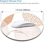 IMAYONDIA Round Abstract Mouse Pad, Pink Beige Gold MousePad Small, Circular Luxury Mouse Pad for Wireless Mouse, Non-Slip Rubber Base Mousepad for Laptop Computer Travel Women Kids,Pastel Cute Design