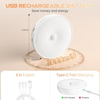 Warm Color LED Closet Lights Motion Sensor Puck Light, USB Rechargeable Battery Operated Puck Step Lights, Dimmable Under Cabinet Lighting for Counter Wardrobe Kitchen (6 Pack)