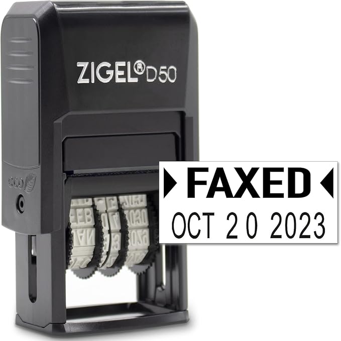 ZIGEL D50 Date Stamp with FAXED - Self Inking Date Stamp - Black