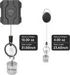 VYNCS Retractable Keychain Badge Holder with Belt Clip, Heavy Duty Carabiner ID Badge Clip Reel, 32” Steel Retractable Cord, 10 oz Rebound，1pcs Black Belt Clip