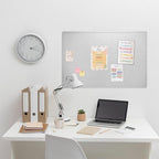 Bulletin Board, 36 x 24 Inches Felt Pin Board, Cork Alternative for Wall, 3' x 2' Foldable Self-Adhesive Vision Board with 20 Pushpins - Light Gray