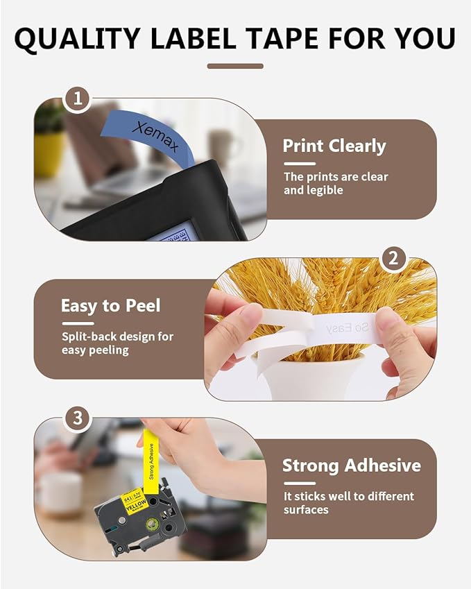 6-Pack Tze 18mm 0.7" Laminated Colored Label Tape Compatible for Brother P Touch Label Tape 3/4 Inch Tze 241 Label Maker Tape for PTD400 PTD610BT PTD410, White/Clear/Red/Blue/Yellow/Green