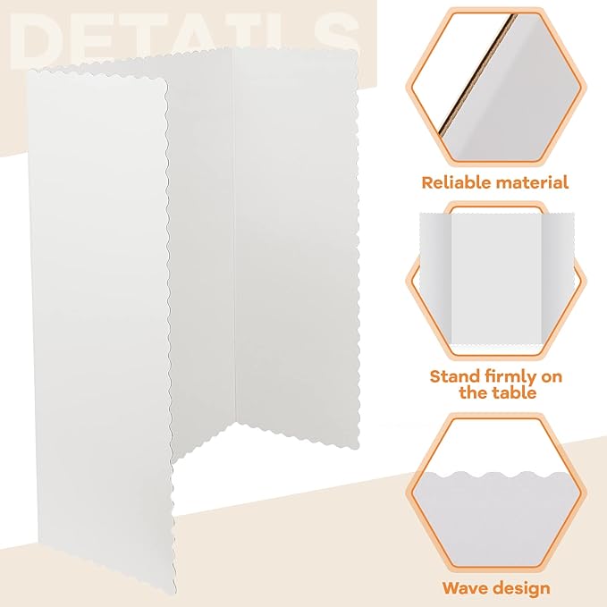 Ctosree 18 Pcs 14 * 22 Inch Tri Fold Poster Board Bulk, Science Fair Project Display Paperboard, Single Wall, Lightweight Presentation Board (White)