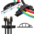 XHF 50pcs Adhesive Cable Wire Clips Black, Outdoor Cable Management Wire Organizer Cord Holder for Under Desk, Car, Wall, TV PC Ethernet Cable