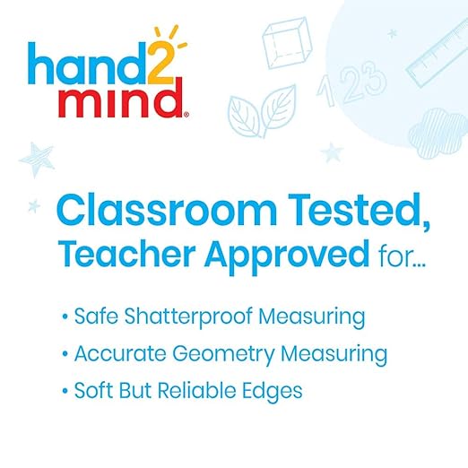 hand2mind Clear 4” Safe-T 360 Degree Protractor Set, Circle Protractor for School, Clear Plastic Protractor Ruler, Geometry Tools, Protractors Bulk for Classroom, Math Teacher Supplies (Set of 24)