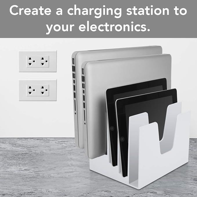 Acrimet 5 Section Incline File Sorter Organizer, Mail, Folder, Letter Desk Organizer, Rack for Office Organization Desktop (Plastic) (White Color)