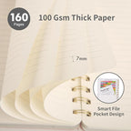 Spiral Notebook-5.75" x 8.125" College Ruled Journal with Inner Pockets and 160 Pages,PU Leather Cover Business Journal, Twin-Wire Binding Notebook Perfect for Office & Home School Supplies 6 pack Black/NavyBlue