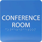 ADA CENTRAL SIGNS - 6" X6" Conference Room Sign- ADA Compliant Tactile Graphics Grade 2 Braille Text Acrylic Wall Signs - Authorized Personnel Only, Meeting Privacy Door Sign for Schools, and Offices