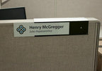 The Original Over the Cube - Quality Aluminum, Changeable Cubicle Nameplate Holder, Satin Silver Base, and Matte Black Name Plate Holder, (2.75" cubicle wall depth) - Made in the USA