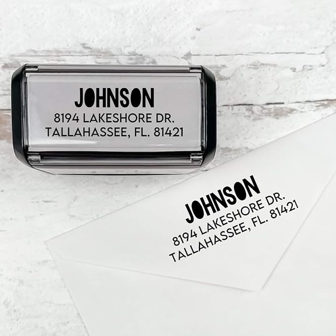 Self Inking Modern Address Stamps | Custom Return Address Stamper (Colorblock, Large)
