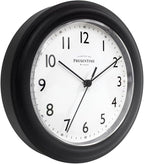 Presentime & Co. 8.5" Modern Farmhouse Essential Wall Clock, Silent Non Ticking, Black Color. (Wall Clock for Office, Home, Bathroom, Kitchen, Bedroom, and School)