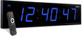 Ivation Huge Oversized 48" Large Digital LED Clock | Big Digital Clock w/Multi-Function Display – Stopwatch, Timer, Alarms, Temp & Date | 6 Brightness Levels, Time Memory & Remote (Blue)
