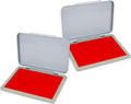 2 Pack Metal Case Stamp Pad Medium Size, Red Color - Size: 3" x 4" - Choose from 15 Ink Colors