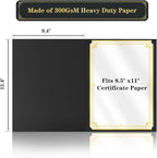 15 Pcs Certificate Holders 8.5 x 11 Additional 15 Pcs Plastic Film, Diploma Covers Gold Foil Border Certificate Holder for Letter Size 8.5x11 Cardstock,Certificates,Document Papers (Black, 15 Sets)