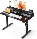 Kingant 48 x 24 Inch Electric Standing Desk with Dual Drawers, Height Adjustable Sit to Stand Computer Desk with Storage Shelf and C-Clamp Mount Compatibility for Home Office, Black