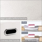 PRANDOM Large Stackable Storage Bins with Lids [5-Pack] Leather Fabric Foldable Storage Boxes Organizer Containers Baskets Cube with Cover for Bedroom Closet Office Nursery White (17.7x11.8x11.8)