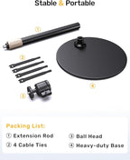 Webcam Tripod Stand for Desk Height Adjustable & 360° Swivel Webcam Mount Compatible with Logitech Webcam C922 C930e C920S C920 C615 C960 NexiGo N60 and BRIO and Other Devices with 1/4" Thread