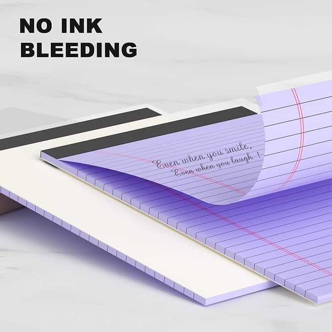 6pcs Small Legal Pad 5x8 College Ruled Purple Legal Pads Notepads 6 Pack Study Back Writing Pads 5 x 8 Perforated Narrow Ruled Pads of Paper Purple