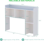 OSCHF Wooden Desktop Hutch Bookshelf - Free Standing Desk Storage Shelf with Top Edge for Computer Desk, Desktop Bookcase for Dorm, Home or Office, Countertop Organizer, White, 45.3"