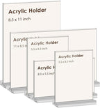 newnewshow Acrylic Sign Holder 11x8.5 Inch 3 Pack Horizontal T Shape Double-Sided Desktop Display Holder. (Optional 8.5x11 8.5x5.5 5x7 Horizontal and Vertical)