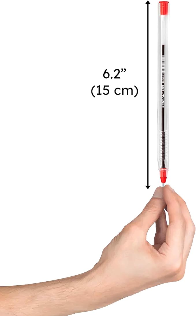 Red Ballpoint Pens,1.0 mm Medium Point, Red Pens, Ergonomic Triangle Grip, 50-Count Pack of Bulk Pens