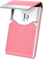 Business Card Holder for Women or Men, Business Card Case with PU Leather and Stainless Steel, Slim Metal Case with Magnetic Closure for Business Meeting Use