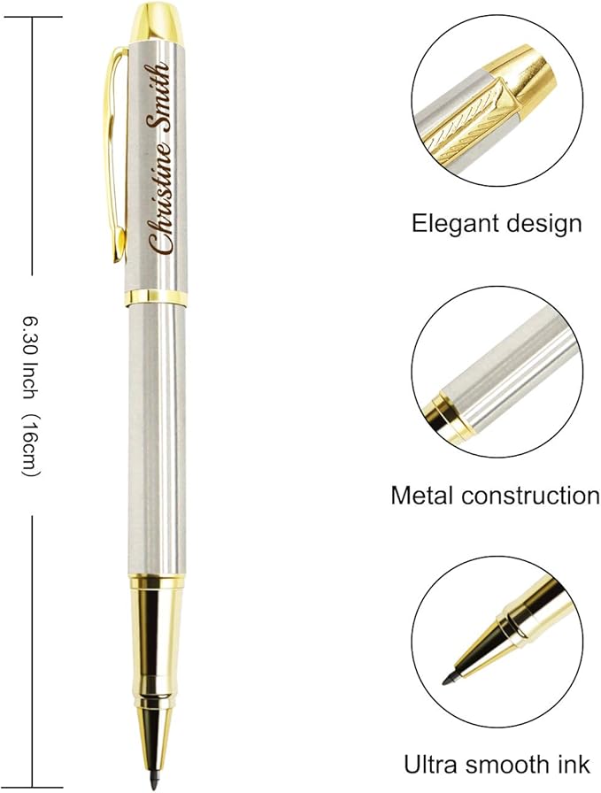 Amlion Personalized Pens Custom Engraved Pen with Name, Refillable Medium Refill, Personalized Gifts for Men Women