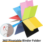 360° Pivotable Project Organizer Binder, Upgraded 3 Ring Binder with Colored Tab Dividers with Pockets, Customizable Cover Multi Pocket Folder Binders for Home, School, Office- Purple